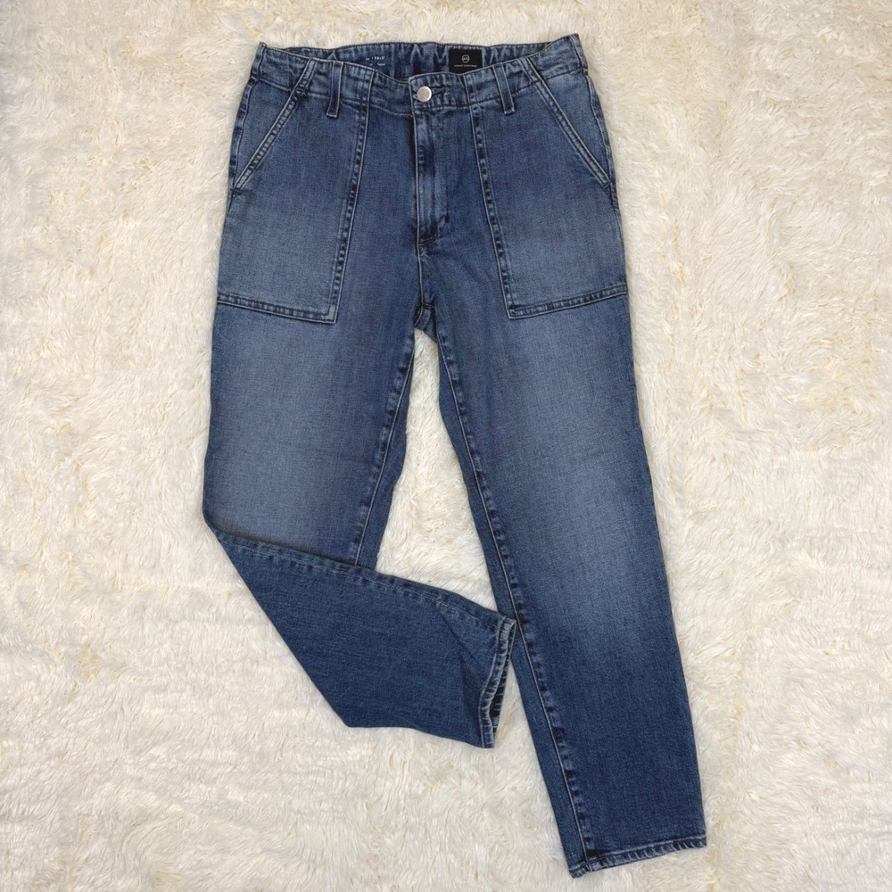 AG Adriano Goldschmied Jeans Womens 28R Blue High Rise Patch Pocket Straight Leg